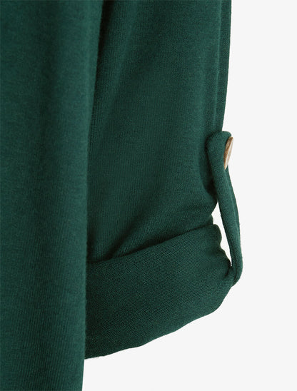 Gilet long uni à manches retroussables - Vert sapin - 3