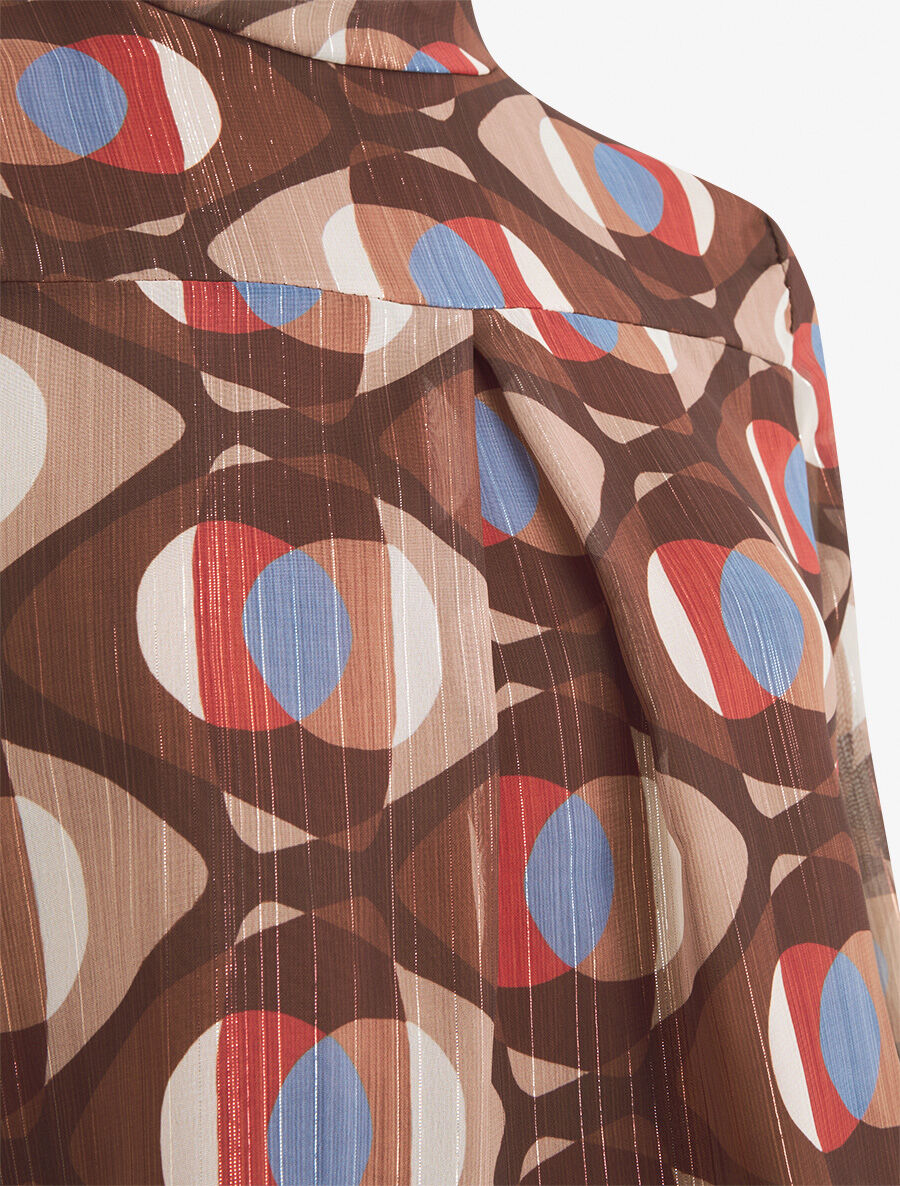 Blouse irisée et imprimé géométrique - Marron - 3
