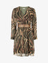 Robe fluide imprimé zébre à taille stylisée - Kaki - 5