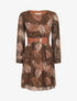 Robe légère en voile lamé imprimé feuilles tropicales - Marron - 4