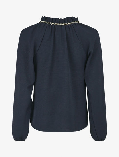 Blouse fluide unie à détail irisé - Marine - 2