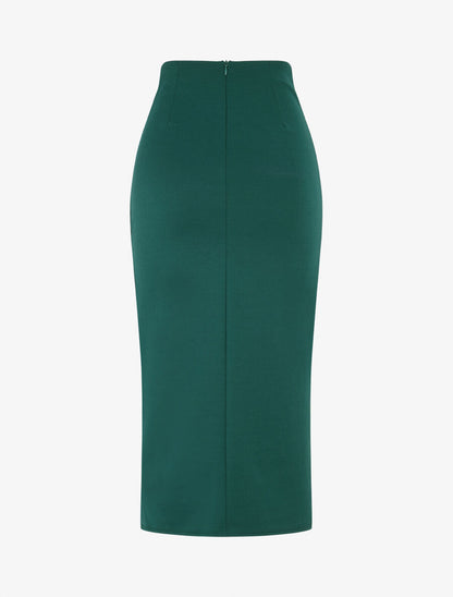 Jupe longue uni effet portefeuille - Vert - 2