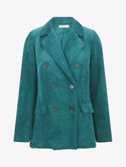 Veste uni en velours - Bleu canard - 1