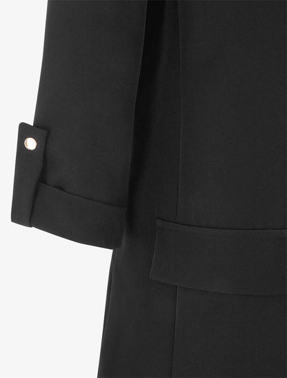 Blazer mi-long uni à manches retroussables - Noir - 3
