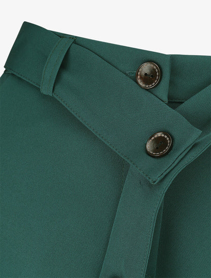 Pantalon ceinturé à taille élastiquée - Vert - 3