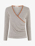 Pull imprimé fantaisie à col cache-coeur - Marron - 1