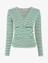Pull rayé irisé à col cache-coeur - Vert sapin - 1