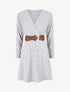 Robe unie élastiquée et ajourée - Gris - 4