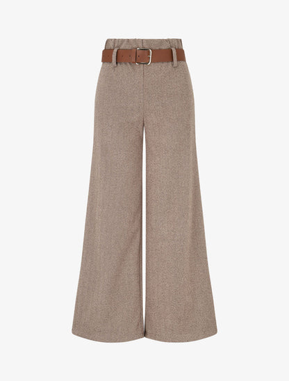 Pantalon ample en tweed - Camel - 5