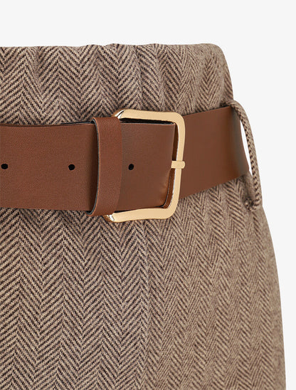 Pantalon ample en tweed - Camel - 3