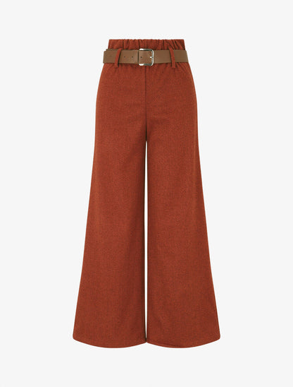 Pantalon ample en tweed - Bordeaux - 1