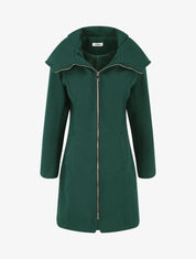 Manteau texturé et zippé à capuche - Vert sapin - 1