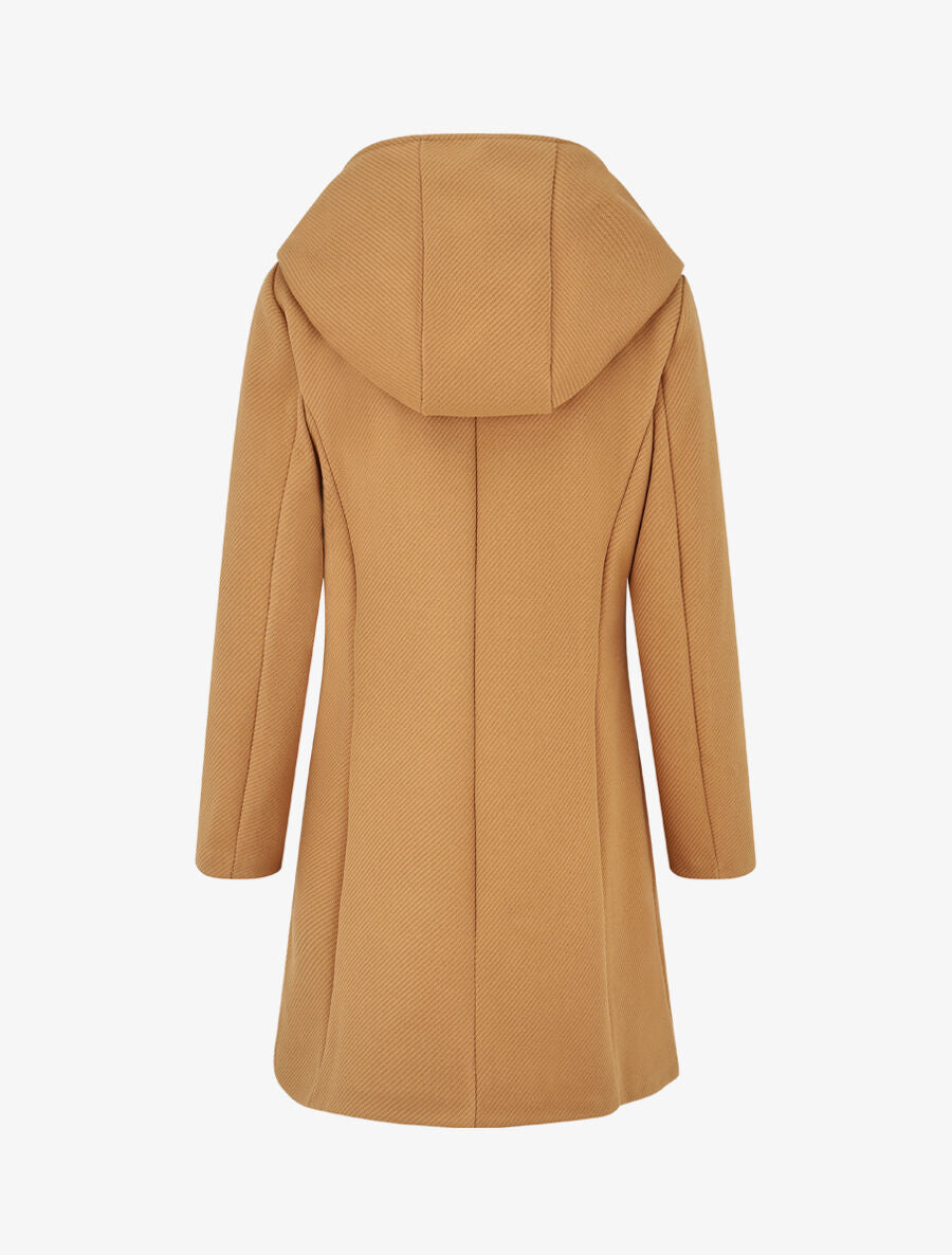 Manteau zippé à poches contrastantes en simili - Camel - 2