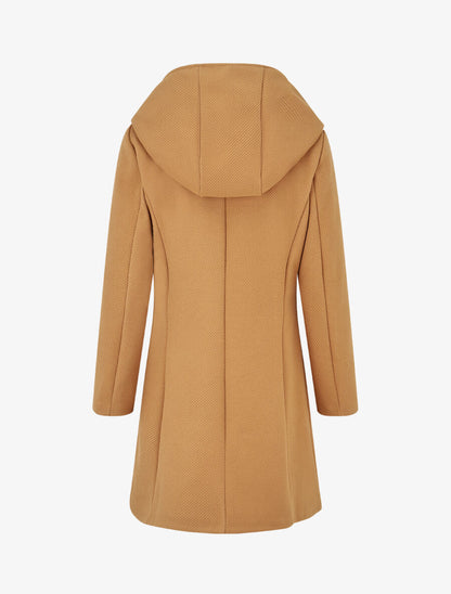 Manteau zippé à poches contrastantes en simili - Camel - 2