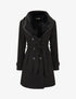 Manteau uni à col en fourrure synthétique - Noir - 1