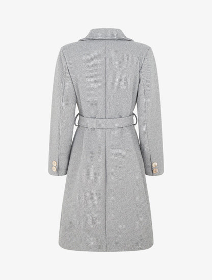 Manteau long à boutons décoratifs dorés - Gris/noir - 2