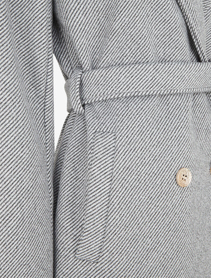 Manteau long à boutons décoratifs dorés - Gris/noir - 3