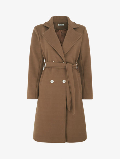 Manteau long à boutons décoratifs dorés - Marron - 5