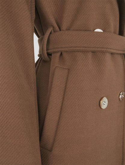Manteau long à boutons décoratifs dorés - Marron - 3