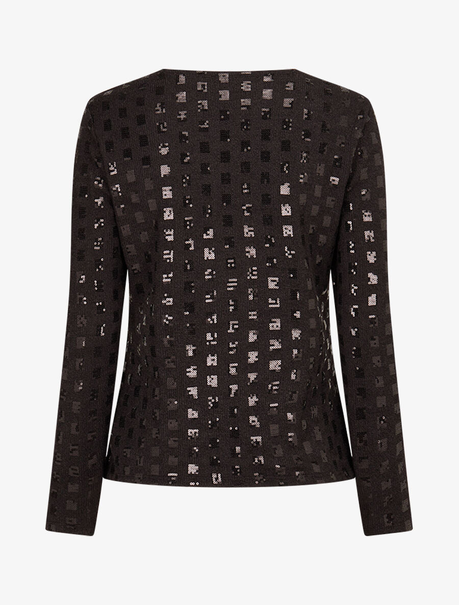 Pull fin incrusté de sequins - Noir - 2