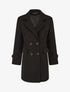 Manteau long uni à col cranté - Noir - 1