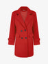 Manteau long uni à col cranté - Rouge - 5