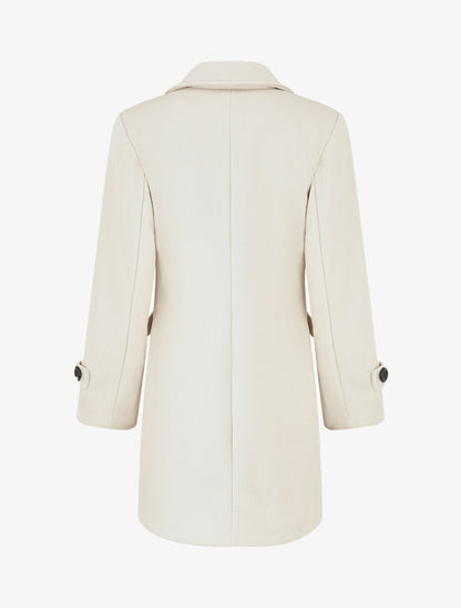 Manteau long uni à col cranté - Beige - 2