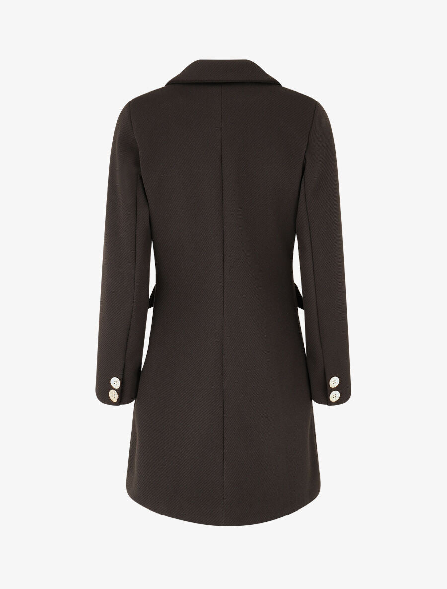 Manteau texturé à boutons décoratifs dorés - Noir - 2