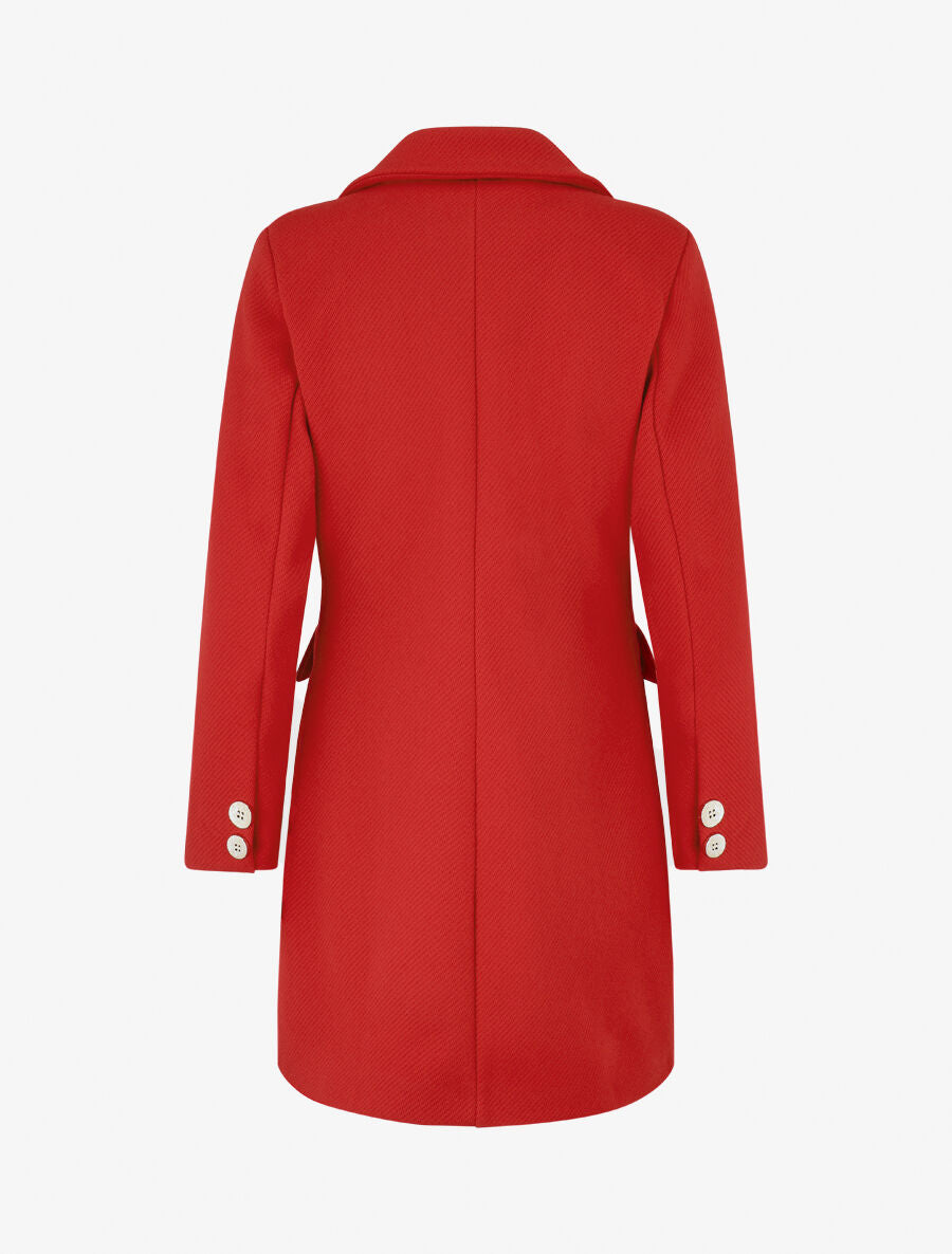 Manteau texturé à boutons décoratifs dorés - Rouge - 2