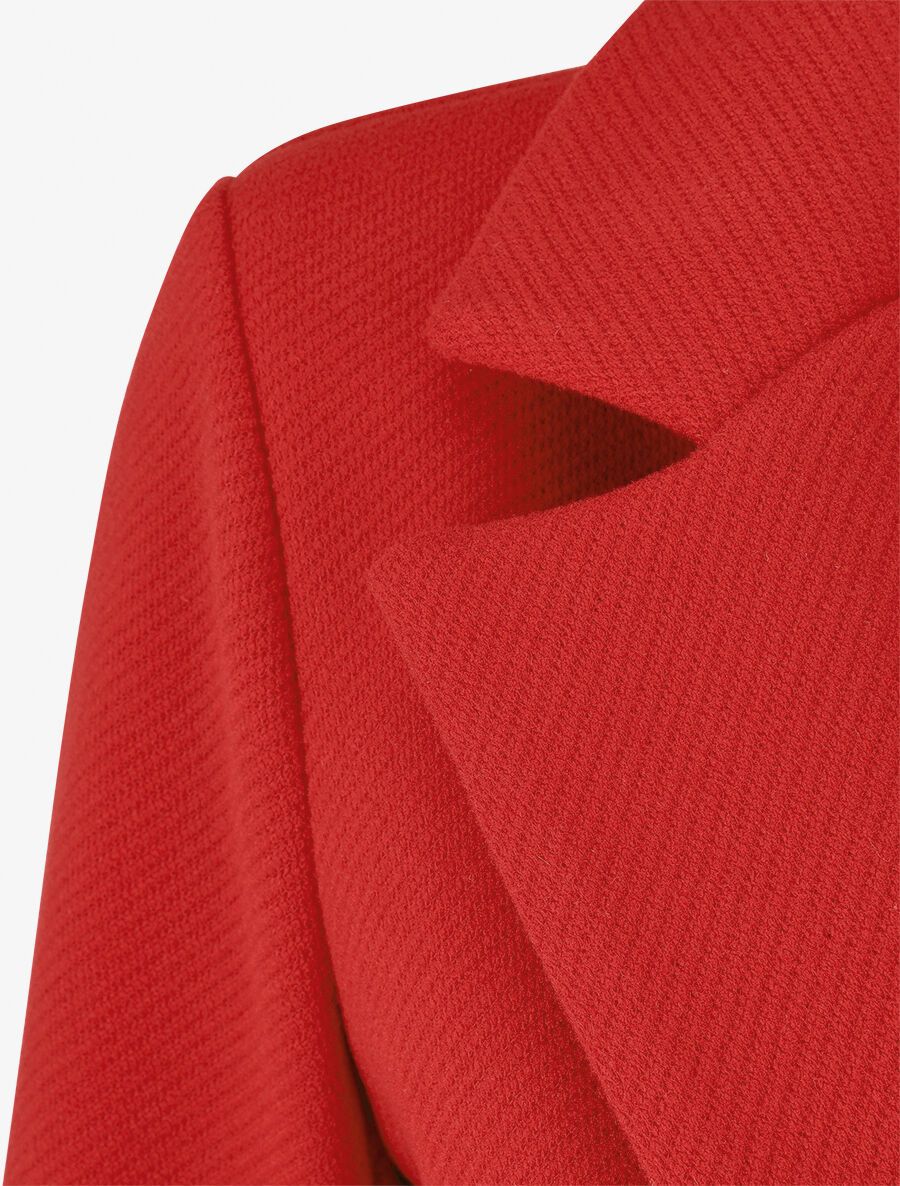 Manteau texturé à boutons décoratifs dorés - Rouge - 3