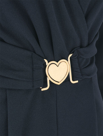 Combinaison unie à empiècement métal style coeur - Marine - 3