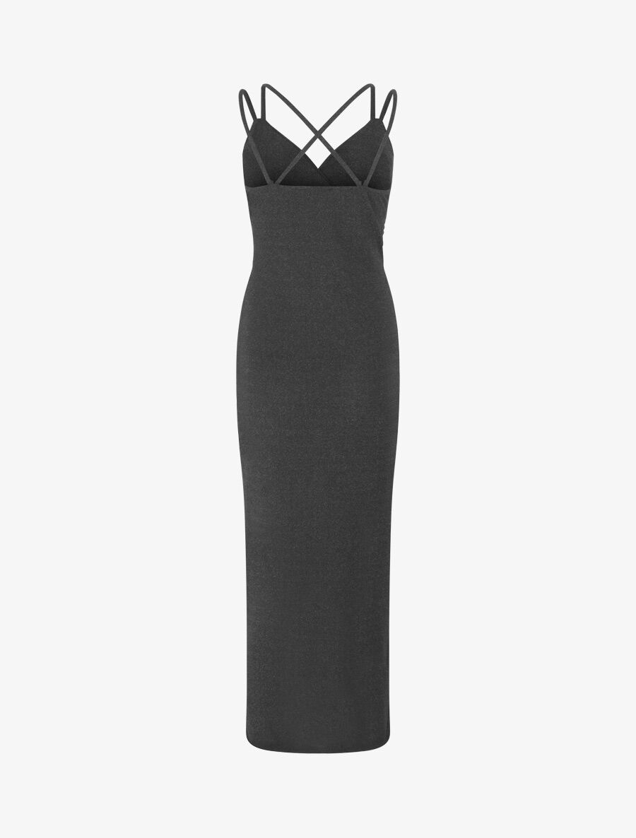 Robe longue irisée à bretelles croisées - Noir - 2