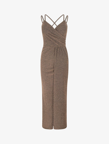 Robe longue irisée à bretelles croisées - Or - 1