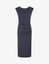 Robe fourreau drapée unie - Marine - 1