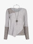 Pull fin à empiècement incrusté de sequins - Gris - 4