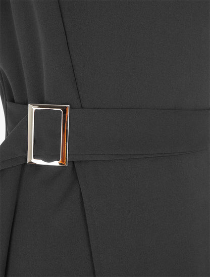 Robe longue superposée et liens à nouer - Noir - 3