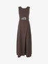 Robe longue unie style portefeuille - Marron - 4
