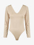 Body uni strassé à col V - Beige - 1
