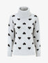 Pull col roulé à imprimé coeurs - Gris - 1
