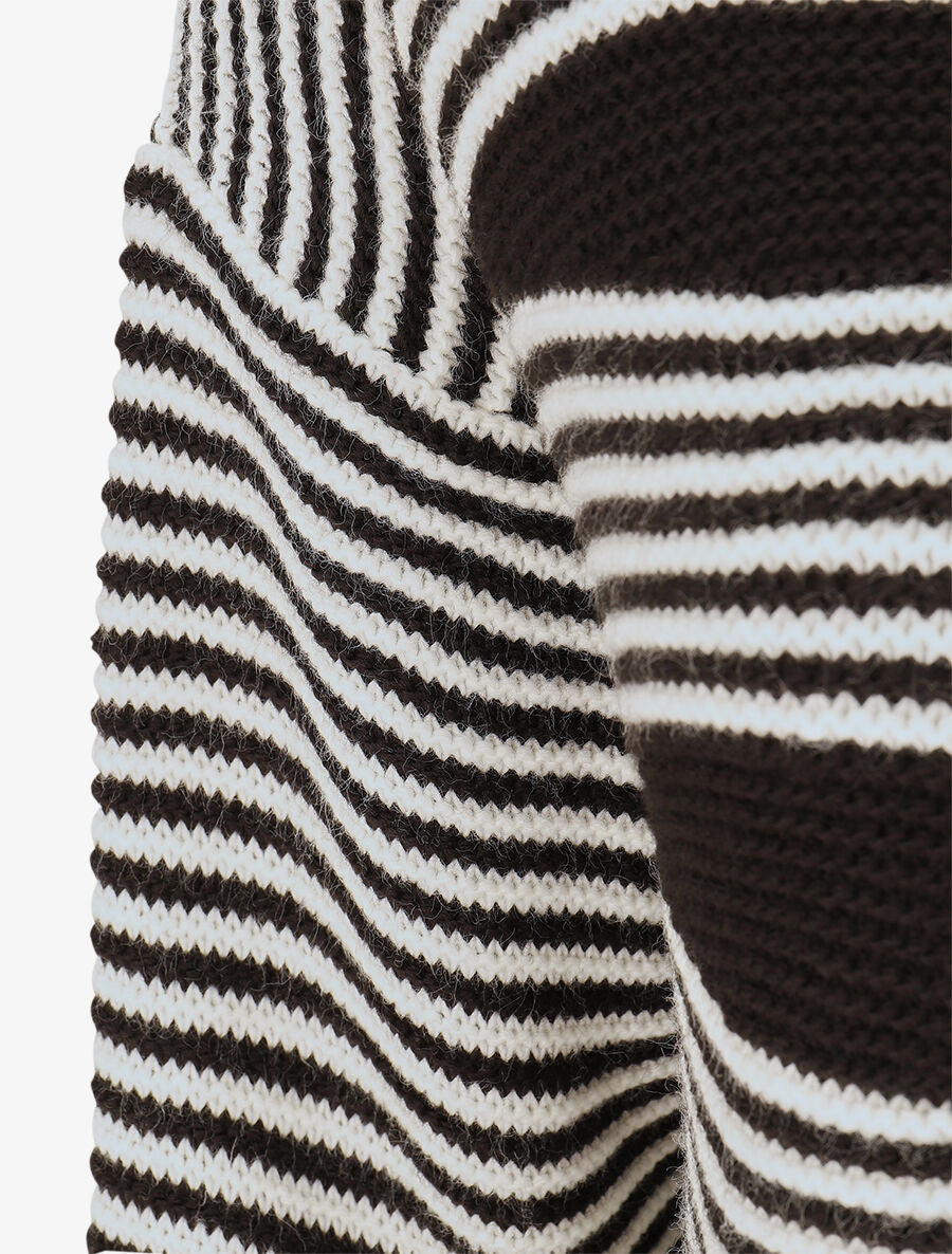 Pull col roulé à imprimé graphique - Blanc - 3