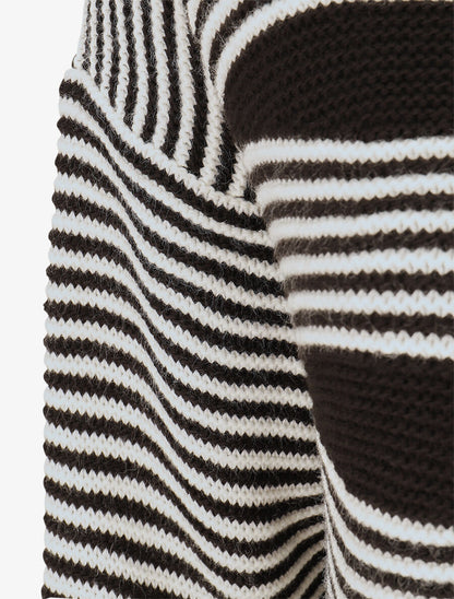 Pull col roulé à imprimé graphique - Blanc - 3