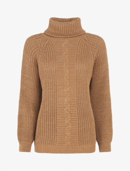 Pull uni en maille irisé - Camel - 1