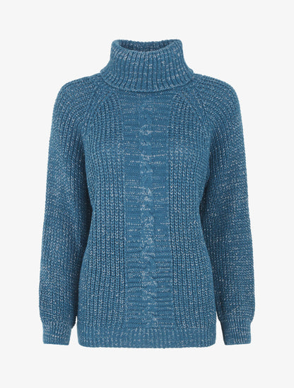 Pull uni en maille irisé - Bleu canard - 1