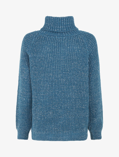 Pull uni en maille irisé - Bleu canard - 2