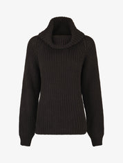 Pull en maille à col roulé loose - Noir - 1