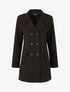 Manteau uni à col cranté stylisé - Noir - 1