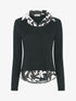 Pull fin à empiècement imprimé - Noir - 4