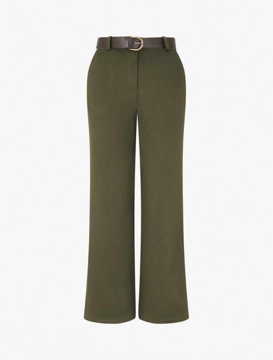 Pantalon épais uni coupe droite - Kaki - 5