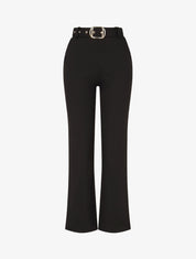 Pantalon long uni ceinturé - Noir - 5