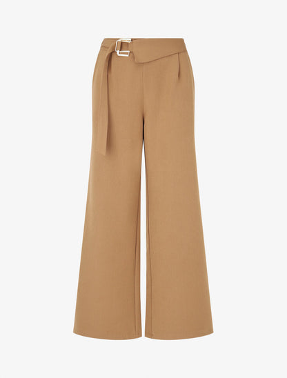 Pantalon long uni coupe ample - Camel - 1